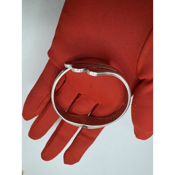 Vintage Bracelet Taxco Mexico Sterling Cuff Modernist Hinged Wide Streaks IN-02 - Picture 8 of 11